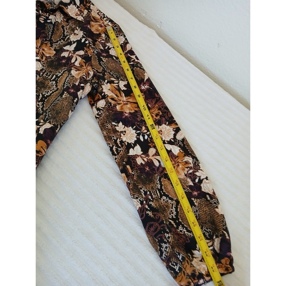 Marc New York Women's Blouse Tunic Brown & Purple Floral Long Sleeve Bohemian - Picture 13 of 16